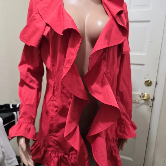 Women's Red Ruffle Jacket - Picture 4 of 7